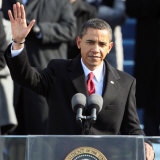 President Barack Obama Waves Before His Inaugural Address  Washington DC  January 20  2009