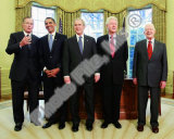 GW Bush w/President-elect Barack Obama & Presidents Clinton  Carter  & Bush Sr in Oval Office