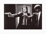 Pulp Fiction –  Duo with Guns (Jackson and Travolta) B & W Movie Poster
