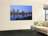 Buildings at the Waterfront Lit Up at Dawn  Des Moines River  Des Moines  Iowa  USA