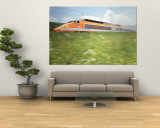 TGV High-Speed Train Moving Through Hills  Blurred Motion