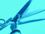 Blue Pair of Open Metal Scissors