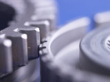 Selective Focus and Close-Up of Silver Industrial Gears