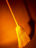 Straw Broom in Orange Light