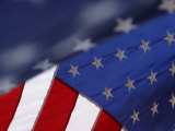 Close-Up of the Graceful American Flag Flowing in the Wind in the Usa
