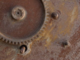 Close-Up of Industrial Metal Gear with Rusty Surface