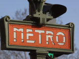Close-Up of Outdoor Sign for the Metro in Paris  France