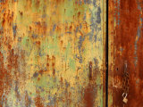 Old Weather Worn Metal Doors Covered in Decaying Rust and Lime