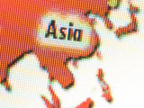 Grainy Computerized Map of Asia