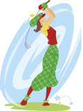 Woman Swinging Golf Club