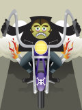 Demon Riding Motorcycle with Flaming Exhaust