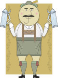 Bavarian Man Holding Beer Steins