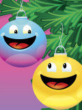 Smiling Christmas Ornaments on Tree