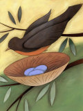 Bird Landing on Nest with Eggs