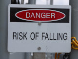 White Risk of Falling Danger Sign