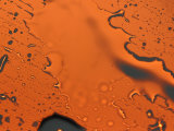 Water Laying on an Orange Surface Causing a Slight Reflection