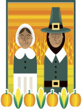 Stylized Portrait of Pilgrim Couple