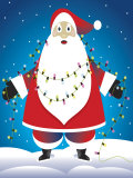 Santa Claus Tangled in Christmas Lights