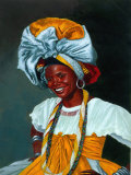 Portrait of Smiling Woman in Cultural Garb