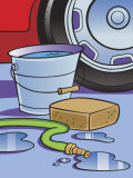 Hose  Sponge  and Bucket of Water by Car