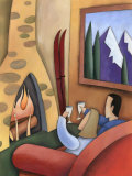 Couple Drinking Wine Together at Ski Lodge