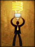 Figure Holding Energy-Efficient Light Bulb