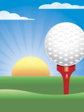 Golf Ball on Tee with Sun