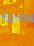Home Text Superimposed on Bright Orange House