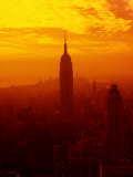 Silhouette of New York City Skyline at Sunset