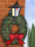 Christmas Wreath on Brick Wall