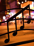 Nighttime View of Beale Street in Memphis  Tennessee Through Musical Notes on a Window