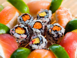 Assortment of Traditional Japanese Sushi on Platter