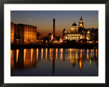 Night View of Albert Dock and the "Three Graces " Liverpool  United Kingdom