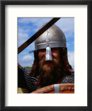Viking in Battle Dress at Foteviken Viking Market  Skane  Sweden