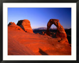 Delicate Arch and Surrounding Slick-Rock with La Sal Mountains in Distance  Utah