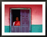 Young Maya Woman in Doorway of Home Zinacantan  Chiapas  Mexico