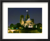 Full Moon over Notre Dame Cathedral at Night  Paris  France