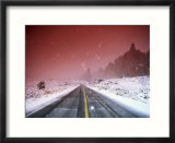 Road with Falling Snow  Arches National Park  Utah
