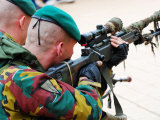 Belgian Paratrooper Handling a Sniper Rifle