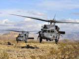 Two HH-60 Pavehawk Helicopters Preparing to Land