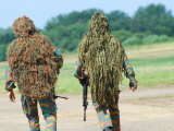 Two Snipers of the Belgian Army Dressed in Ghillie Suits