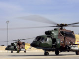 Two Iraqi MI-17 Hip Helicopters Conduct an Aeromedical Evacuation Mission