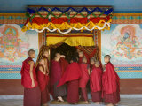 Monks at Tibetan Buddhist Monastery  Kathmandu  Nepal
