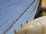 Men with Buckets of Limewash  Sherpa New Year Festival  Bodhnath Stupa  Kathmandu
