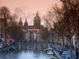 Oudezijds Achterburgwal Canal and Saint Nicholas  Amsterdam  Holland
