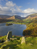 Grasmere Lake and Village from Loughrigg Fell  Lake District  Cumbria  England