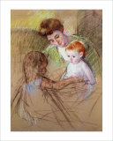 Sketch of Mother and Daughter Looking at the Baby