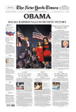 New York Times  Nov 5  2008: OBAMA  Racial Barrier Falls in Decisive Victory