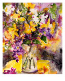 Daffodils & Lilac Still Life Watercolor Painting