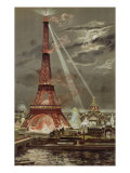 Embrasement de la Tour Eiffel pendant l'Exposition Universelle de 1889